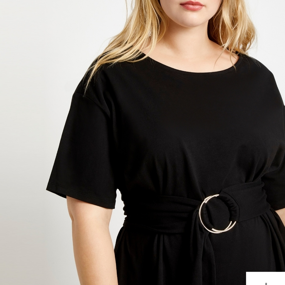 Eloquii Belted Boatneck Tee Dress - Picture 2 of 6